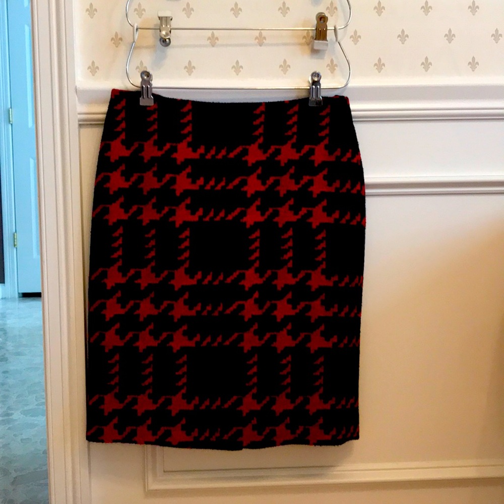 Talbots red and black wool skirt